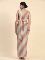 Thumbnail for Orange Polyester Solid Ready to Wear Saree with stitched Blouse - Aayan - Distacart