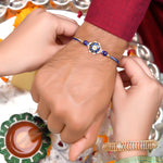 Thumbnail for trueBrowns X Voylla Ethnic Studded Blue Thread Rakhi - Distacart