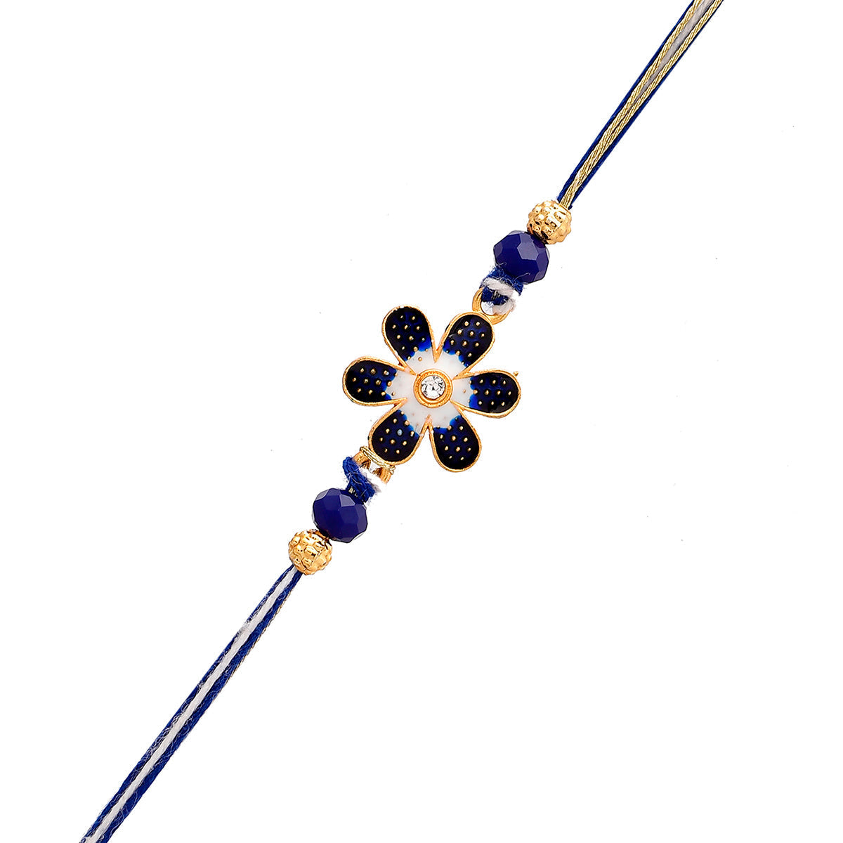 trueBrowns X Voylla Ethnic Floral Motif Blue Thread Rakhi - Distacart
