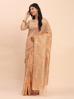 Thumbnail for Astita Linen Cotton Orange Saree