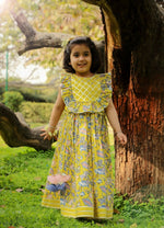 Thumbnail for Lil Drama Girls Choli with Ghaghra Set - Yellow - Distacart
