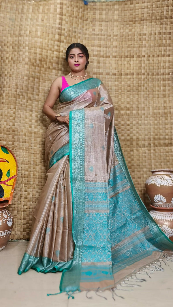 Exclusive Collection Light Coffee Beautiful Tissue Benarasi Saree