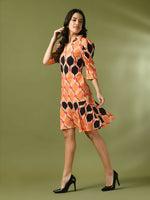 Thumbnail for Myshka Women's Multi Printed Shirt Collar Fit and Flare Party Dress - Distacart