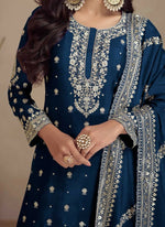 Thumbnail for glamorous-blue-chinon-palazzo-suit-with-intricate-sequins-embroidery-slscc52857466d-l