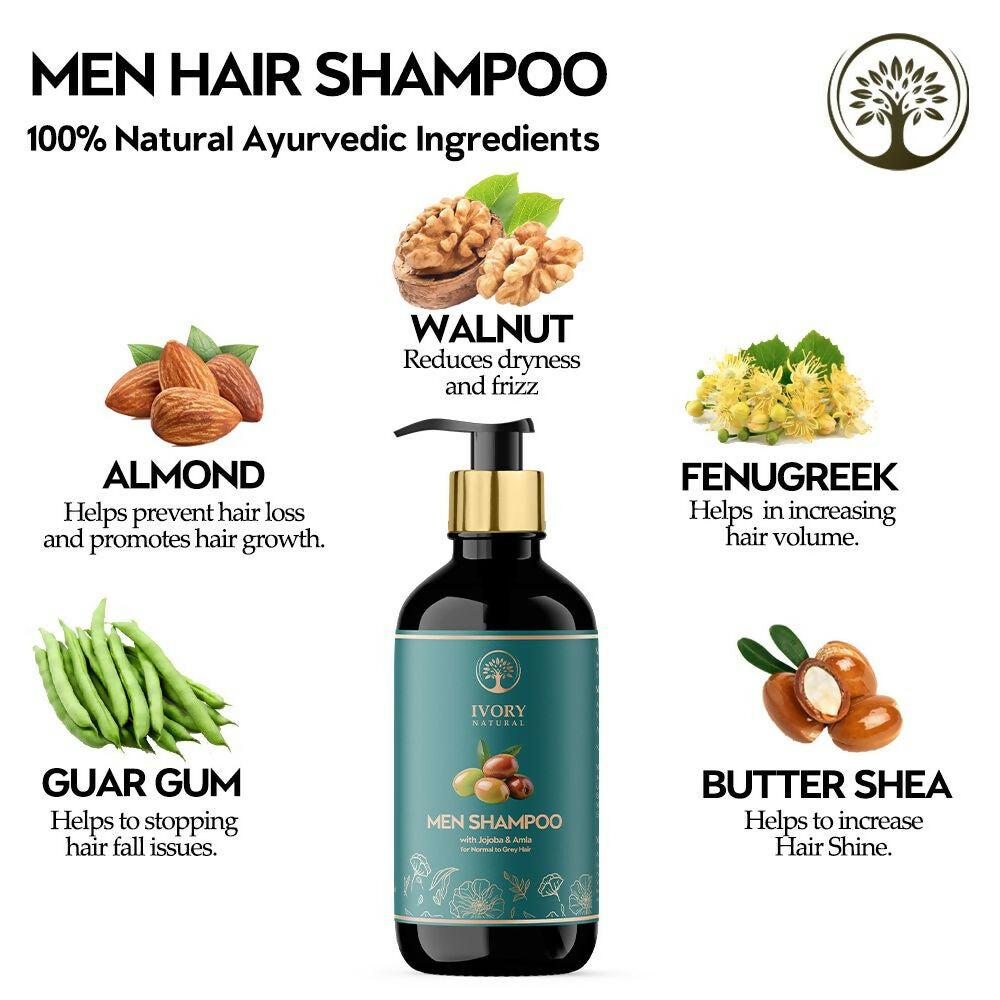 Ivory Natural Men Shampoo For Deep Cleansing, Scalp Wellness, Hair Shine & Dandruff Control - Distacart
