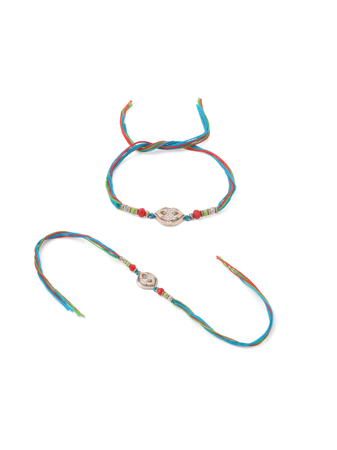 NVR Men Set of 2 Multicolor Artificial Stones Thread Rakhi, Combo for Rakshabandhan