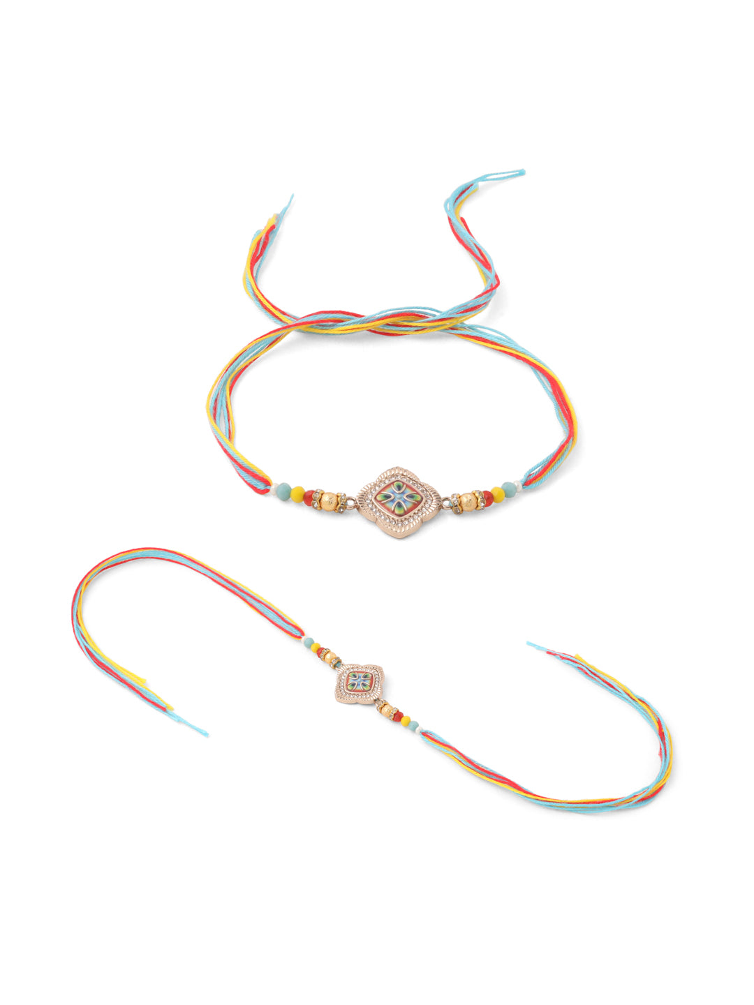 NVR Men Set of 2 Multicolor Artificial Stones Thread Rakhi, Combo for Rakshabandhan