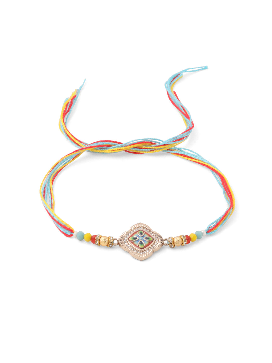 NVR Men Set of 2 Multicolor Artificial Stones Thread Rakhi, Combo for Rakshabandhan