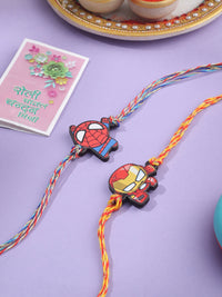 Thumbnail for NVR Kids Set of 2 Cute Cartoon Superhero Thread Rakhi with Roli Chawal Chandan & Mishri