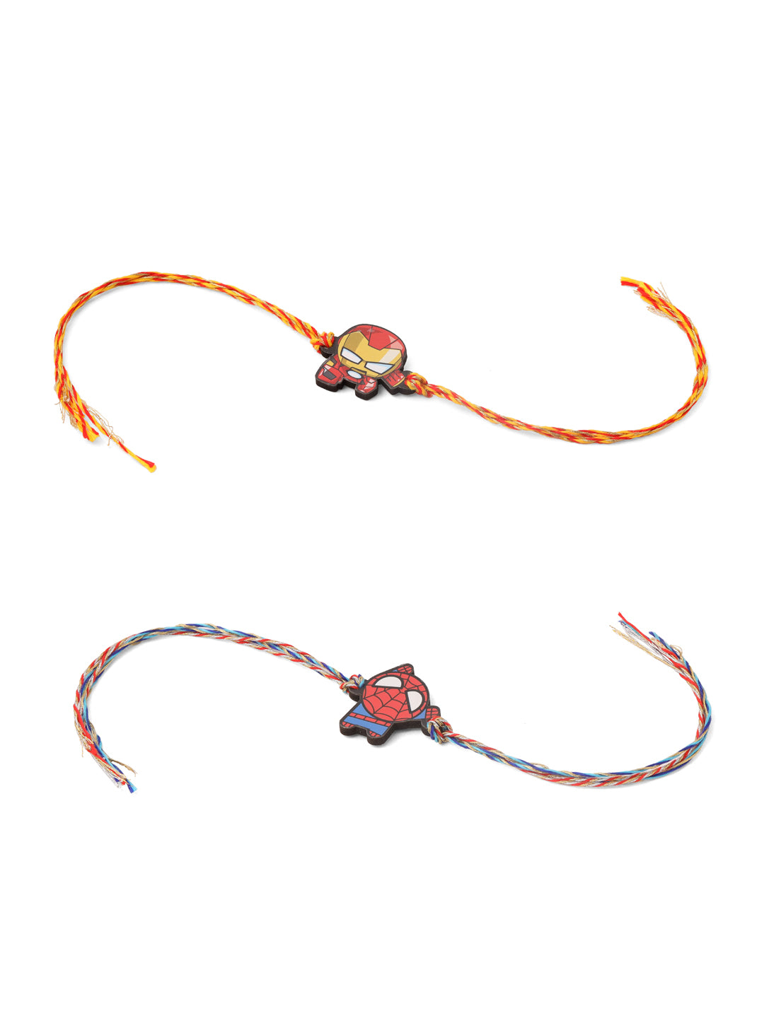 NVR Kids Set of 2 Cute Cartoon Superhero Thread Rakhi with Roli Chawal Chandan & Mishri