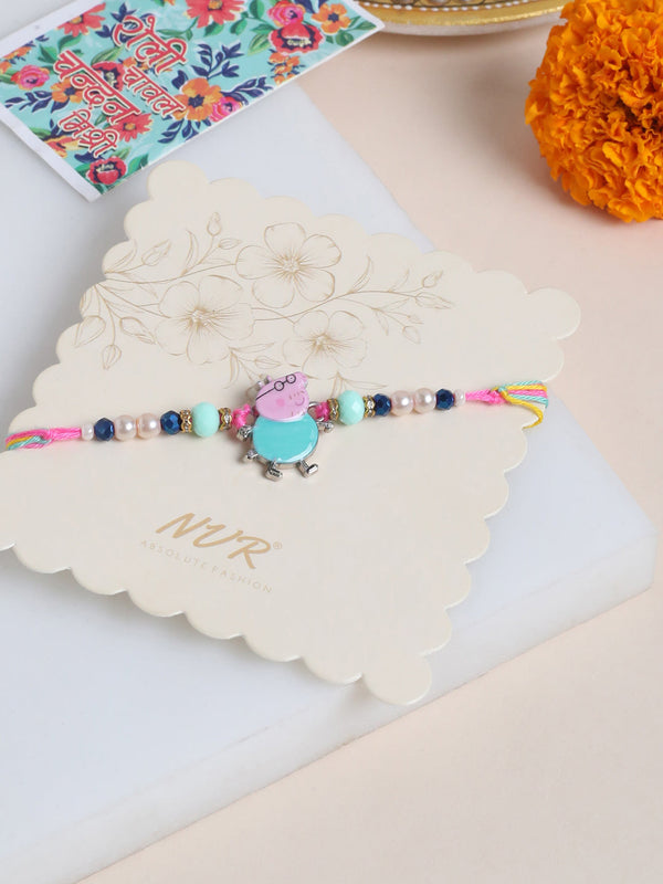 NVR Kids Cartoon Character Artificial Beads Rakhi with Roli Chawal Chandan & Mishri - Distacart