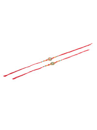 Thumbnail for NVR Men Set of 2 Floral Design Red Artificial Stones & Beads Thread Rakhi Combo