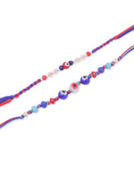 Thumbnail for NVR Men Multicolor Evil Eye Artificial Beads Thread Rakhi with Roli Chawal Chandan & Mishri - Distacart