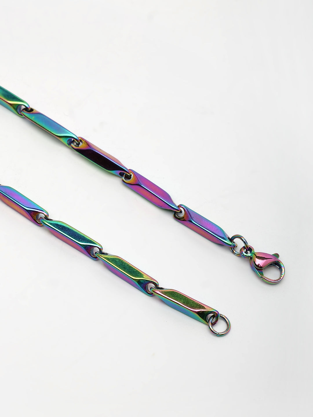 NVR Men Multicolor Rhodium-Plated Stainless Steel Chain