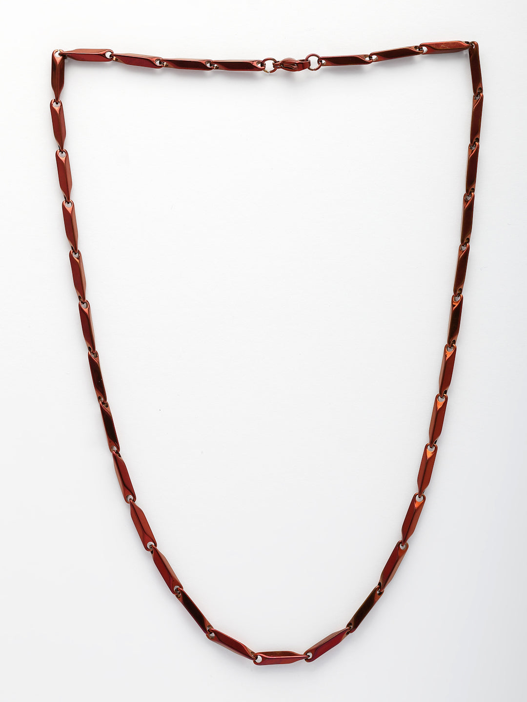 NVR Men Maroon Rhodium-Plated Stainless Steel Chain