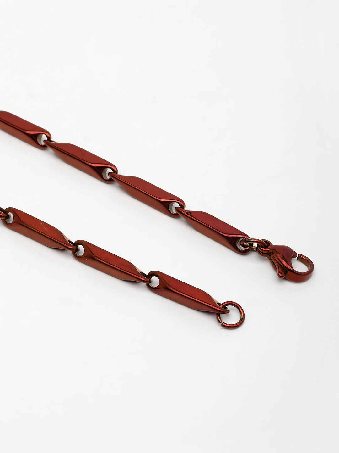 NVR Men Maroon Rhodium-Plated Stainless Steel Chain