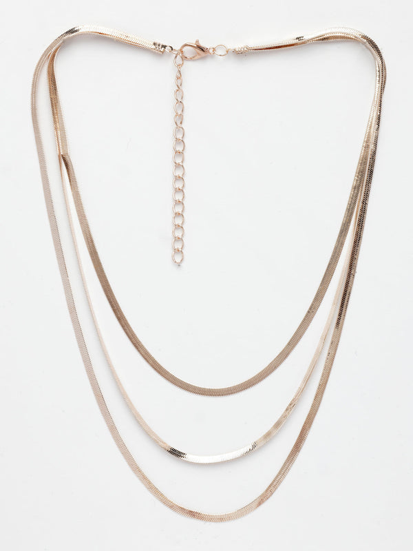 NVR Women's Rose Gold-Polished Minimal Layered Chain - Distacart
