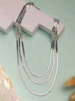 Thumbnail for NVR Women's German Silver Plated Oxidised Minimal Layered Chain - Distacart