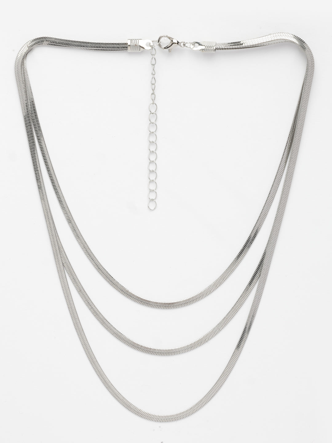 NVR Women's German Silver Plated Oxidised Minimal Layered Chain - Distacart