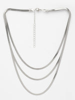 Thumbnail for NVR Women's German Silver Plated Oxidised Minimal Layered Chain - Distacart