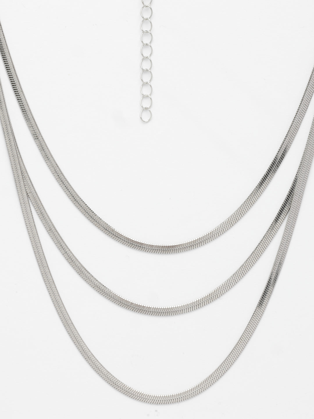 NVR Women's German Silver Plated Oxidised Minimal Layered Chain - Distacart