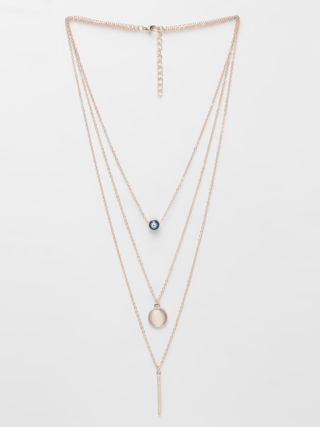 NVR Women's Rose Gold-Polished Evil Eye Layered Chain - Distacart