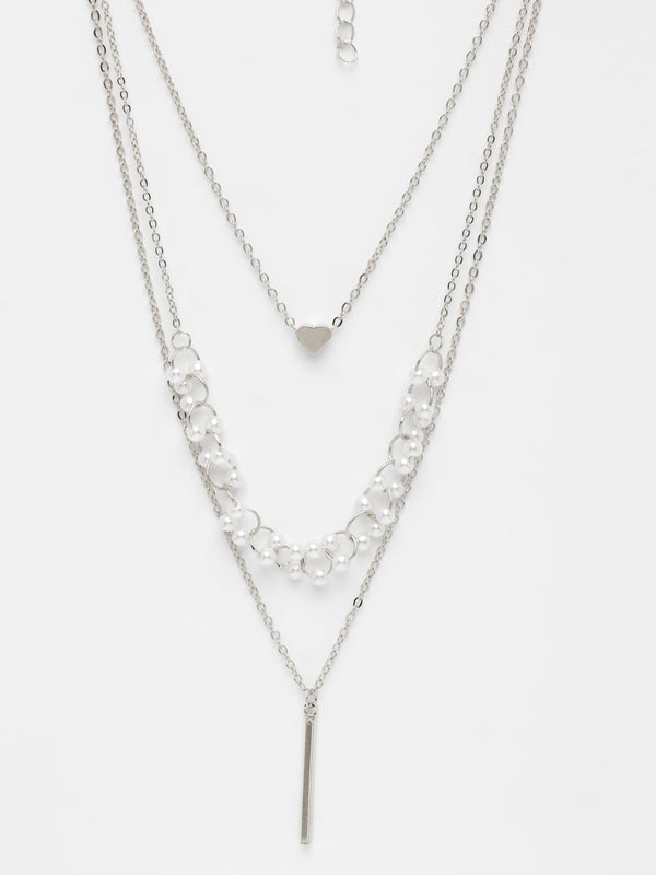 NVR Women's Silver-Plated Beaded Layered Chain - Distacart