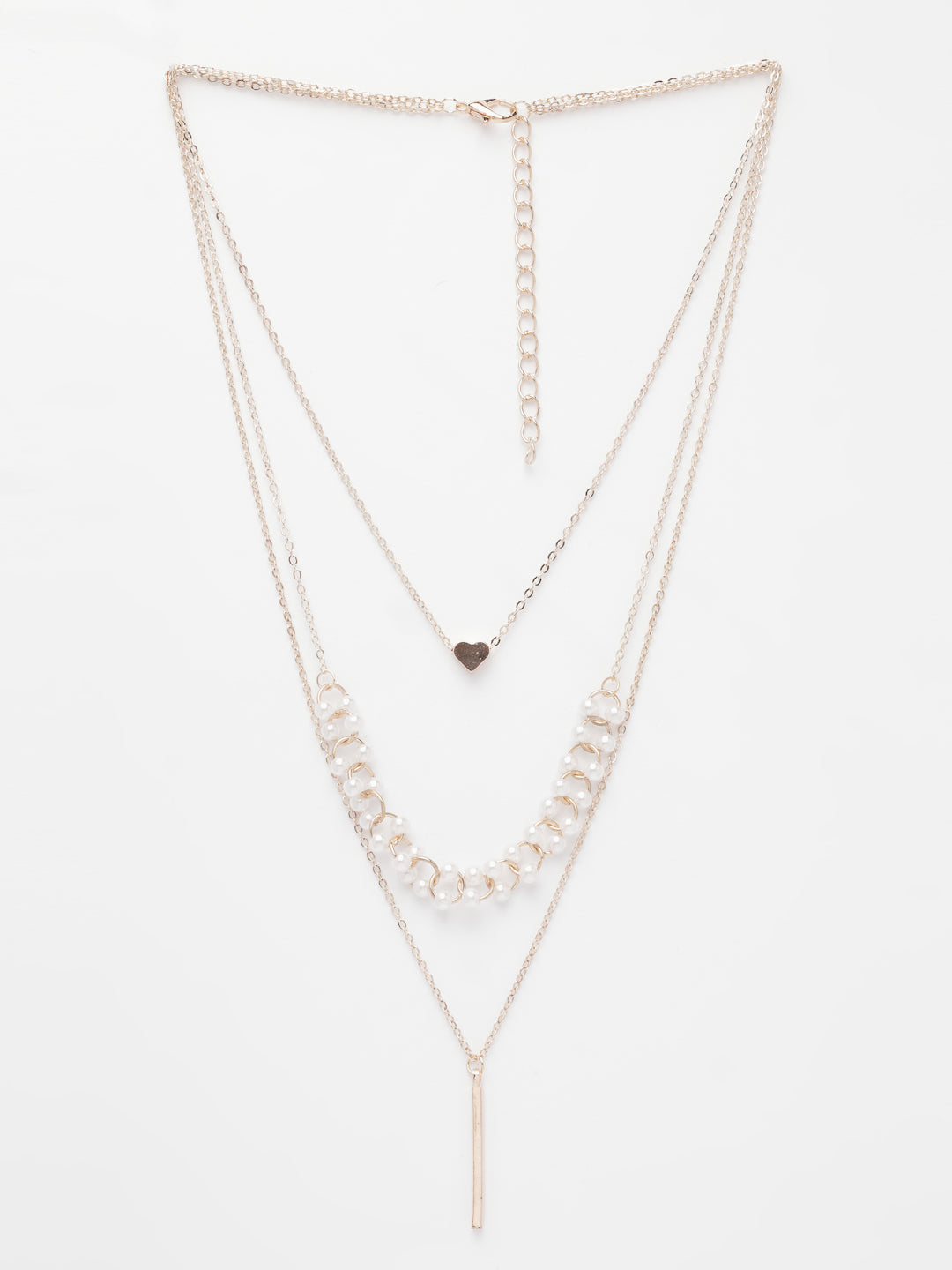 NVR Women's Rose Gold-Polished Beaded Layered Chain - Distacart
