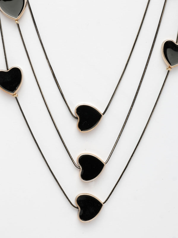 NVR Women's Black Heart Shape Layered Fashion Necklace - Distacart