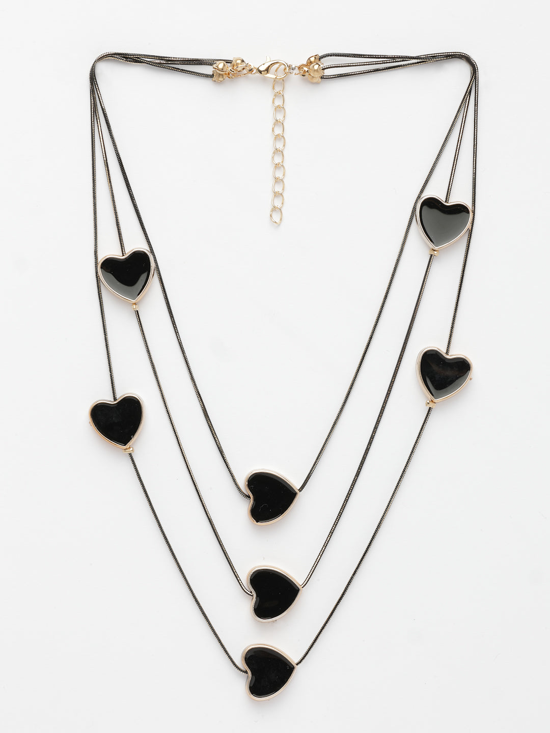 NVR Women's Black Heart Shape Layered Fashion Necklace - Distacart