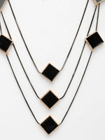 Thumbnail for NVR Women's Black Geometric-Shaped Layered Fashion Necklace - Distacart