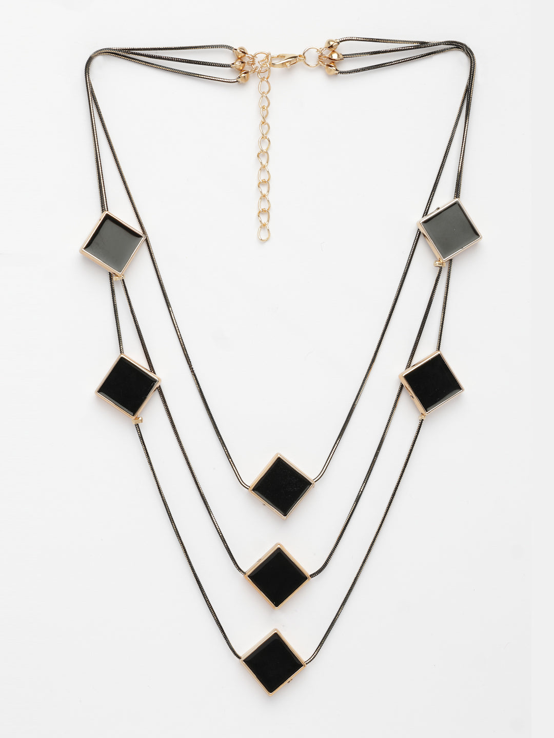 NVR Women's Black Geometric-Shaped Layered Fashion Necklace - Distacart