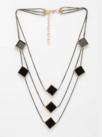 Thumbnail for NVR Women's Black Geometric-Shaped Layered Fashion Necklace - Distacart