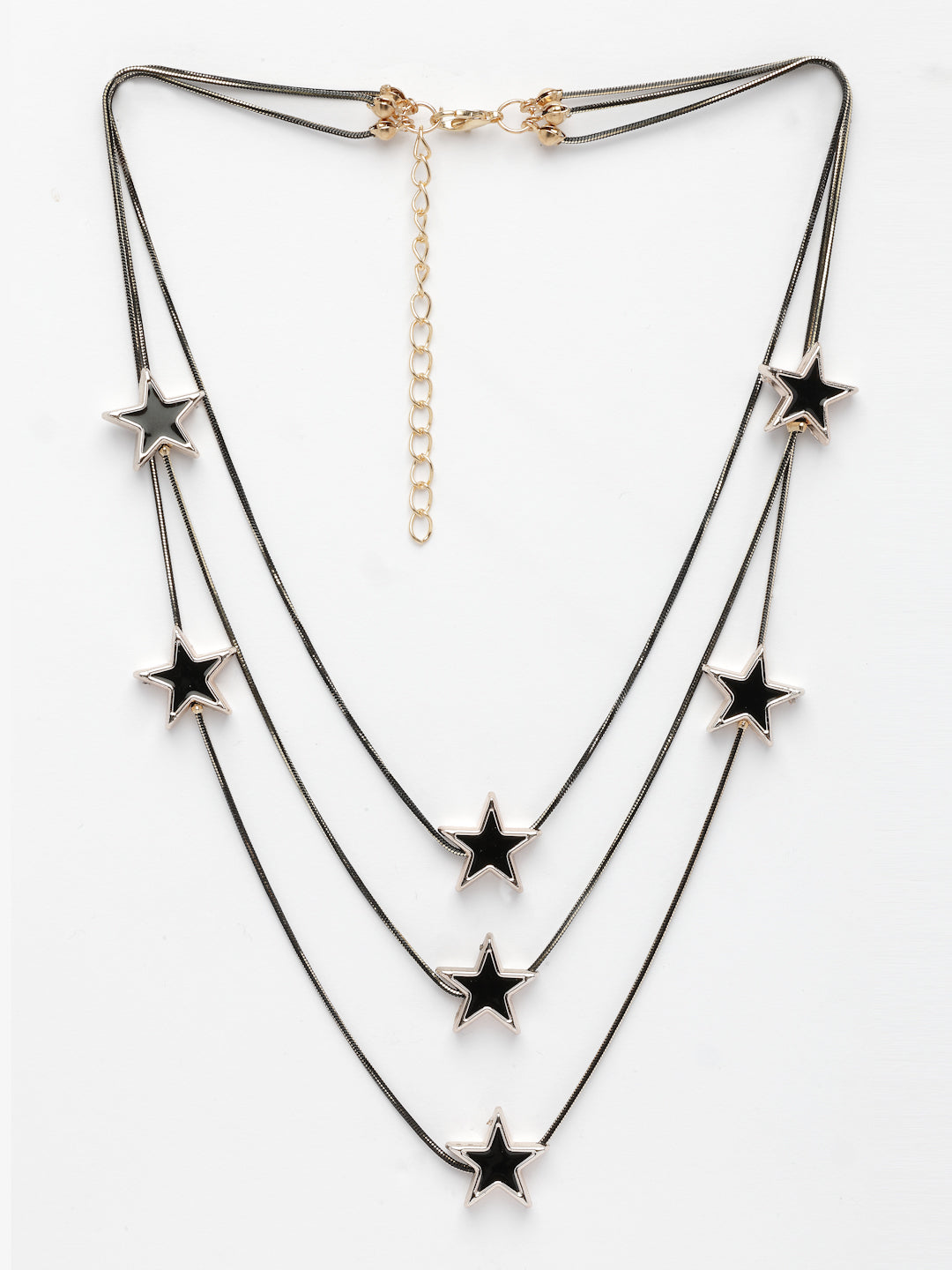 NVR Women's Black Star-Shaped Layered Fashion Necklace - Distacart