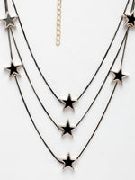 Thumbnail for NVR Women's Black Star-Shaped Layered Fashion Necklace - Distacart