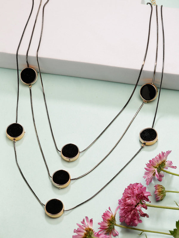 NVR Women's Black Circular Shaped Layered Fashion Necklace - Distacart