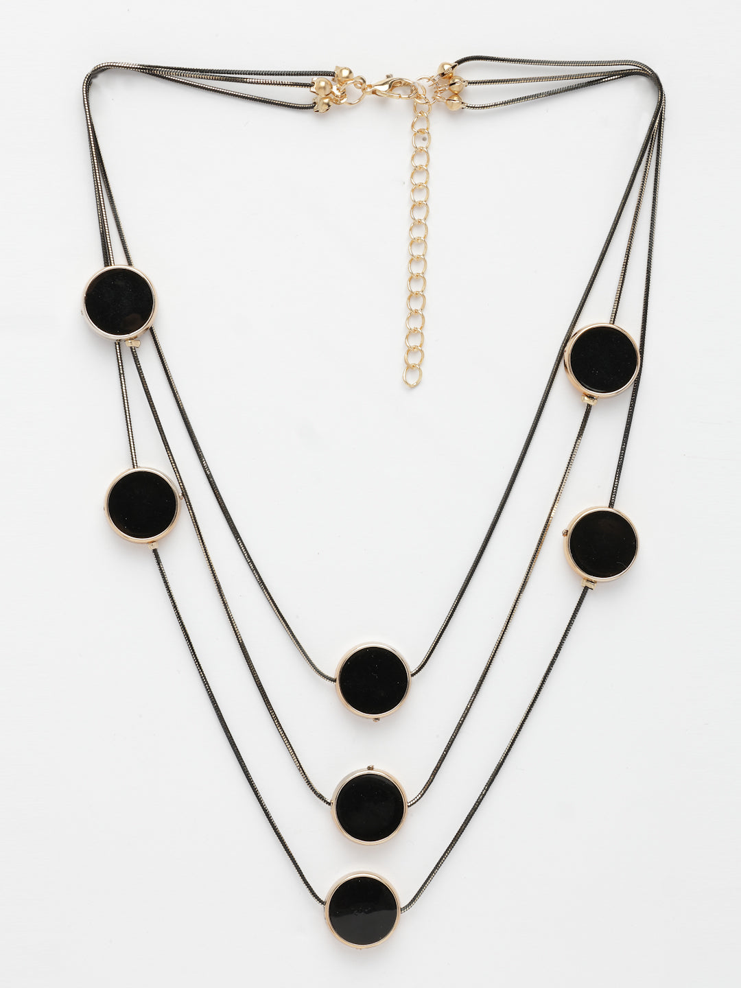 NVR Women's Black Circular Shaped Layered Fashion Necklace - Distacart