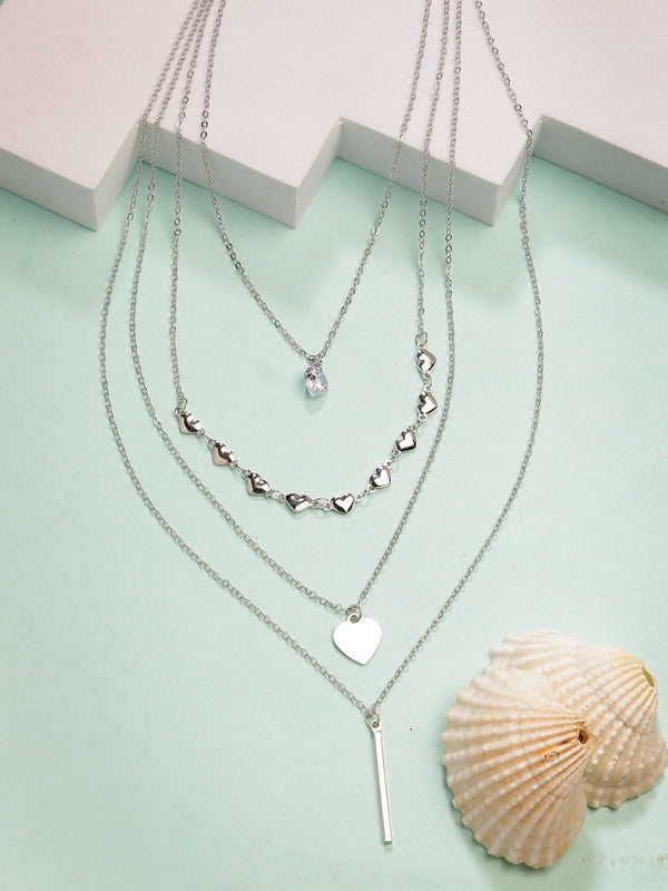 NVR Women's Silver-Plated Artificial Stones Layered Chain - Distacart