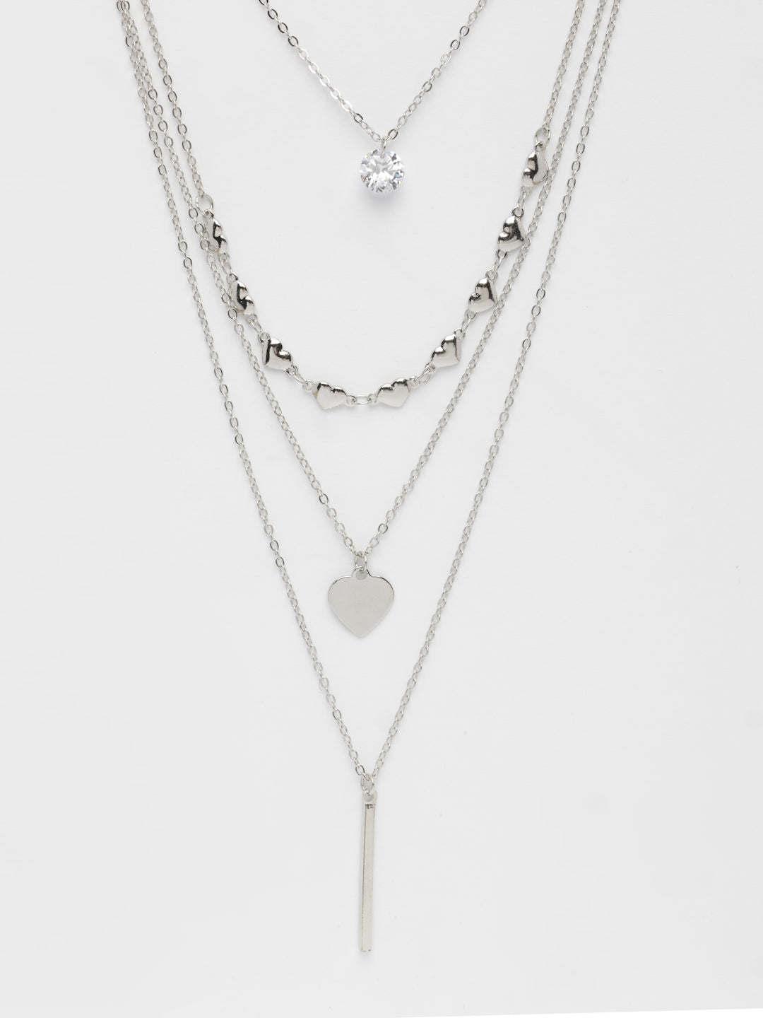 NVR Women's Silver-Plated Artificial Stones Layered Chain - Distacart
