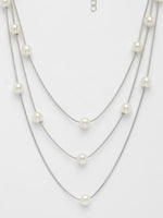 Thumbnail for NVR Women's Silver-Plated White Pearls Party Layered Chain - Distacart