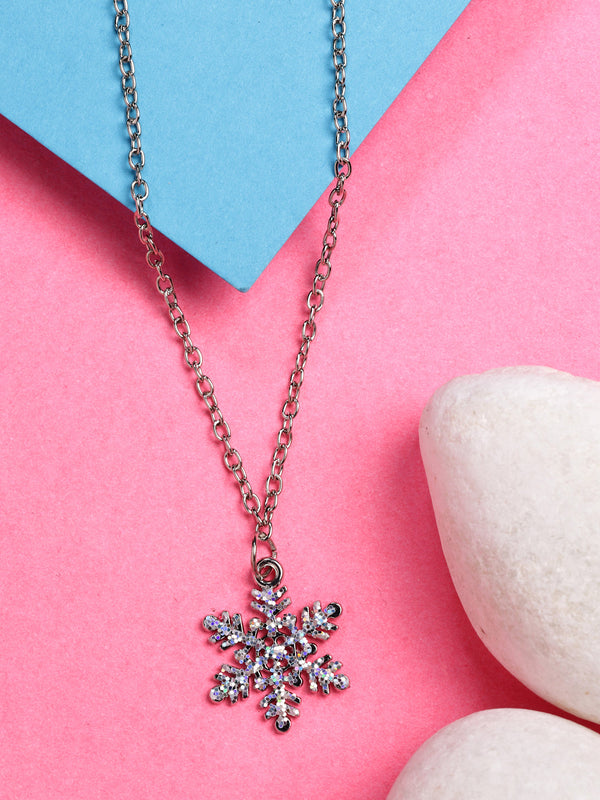 NVR Women's Silver-Plated Chain With Snowflake Pendant - Distacart