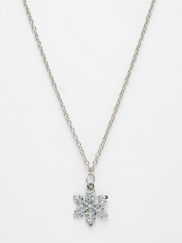 NVR Women's Silver-Plated Chain With Snowflake Pendant - Distacart