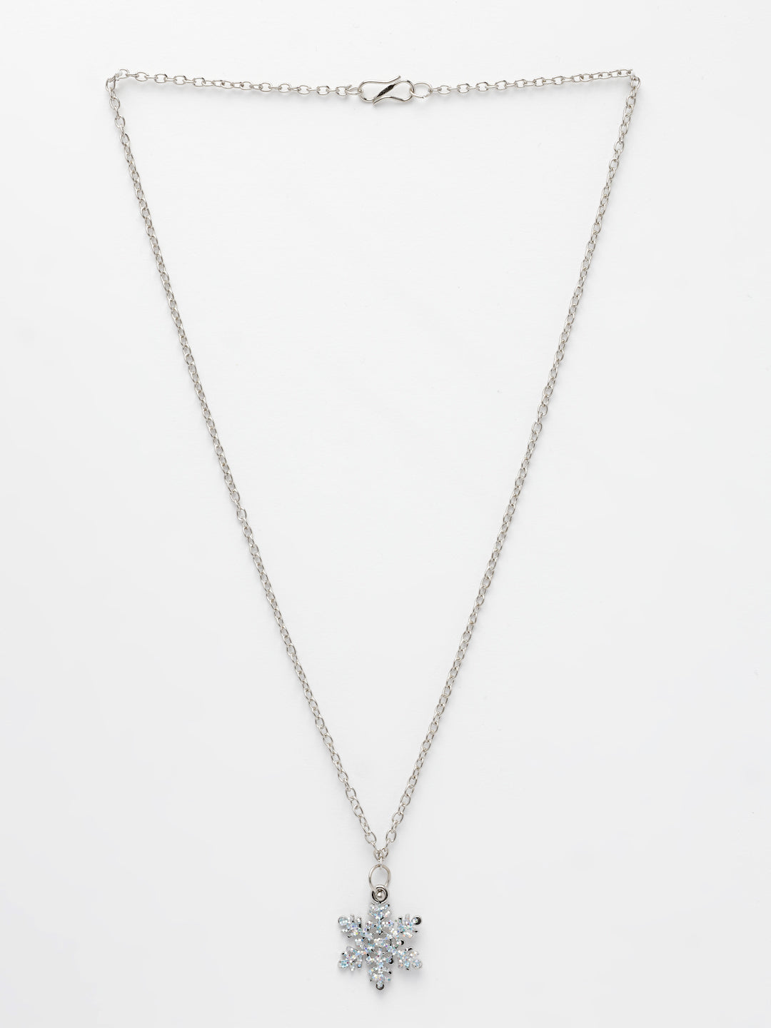 NVR Women's Silver-Plated Chain With Snowflake Pendant - Distacart