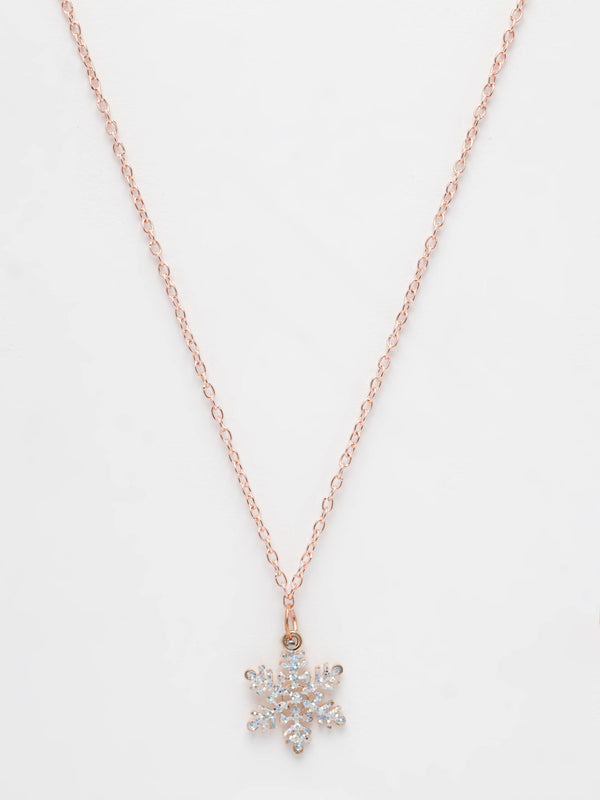 NVR Women's Rose Gold-Polished Chain With Snowflake Pendant - Distacart