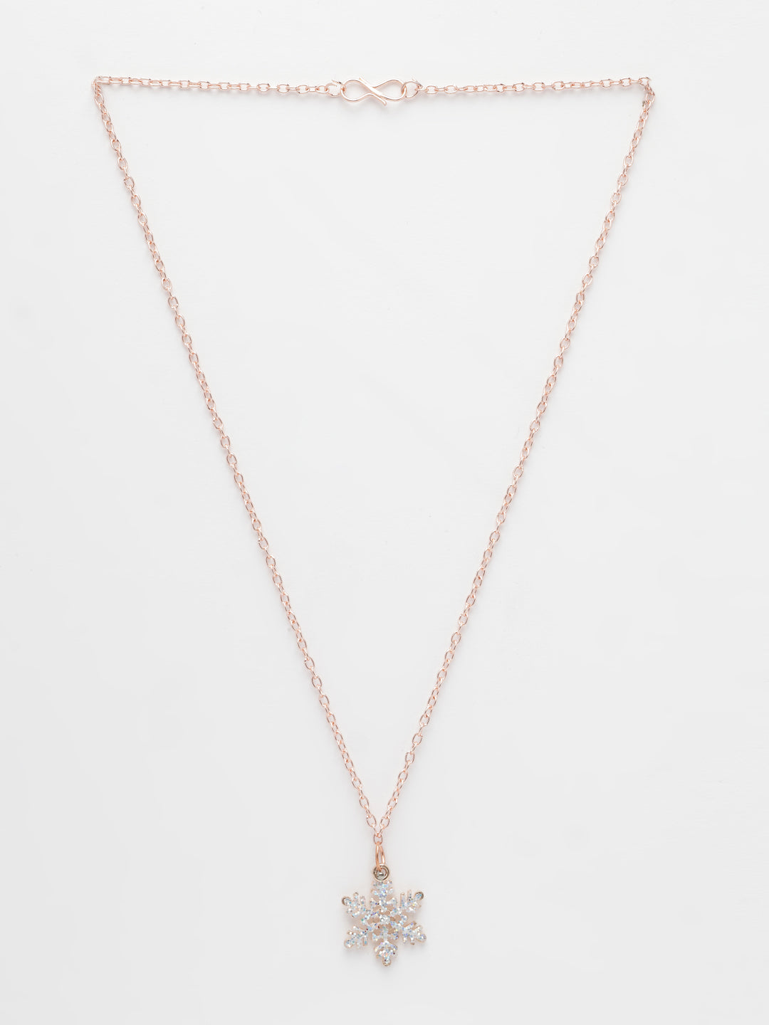 NVR Women's Rose Gold-Polished Chain With Snowflake Pendant - Distacart