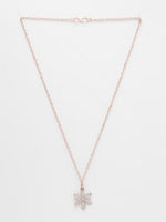 Thumbnail for NVR Women's Rose Gold-Polished Chain With Snowflake Pendant - Distacart