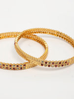 Thumbnail for NVR Women's Set of 2 Gold-Polished Cubic Zirconia Stone Studded Bangles - Distacart