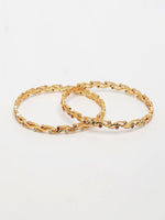Thumbnail for NVR Women's Set of 2 Gold-Polished Cubic Zirconia Stone Studded Bangles - Distacart