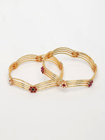 Thumbnail for NVR Women's Set of 2 Gold-Polished Artificial Stones Traditional Bangles - Distacart