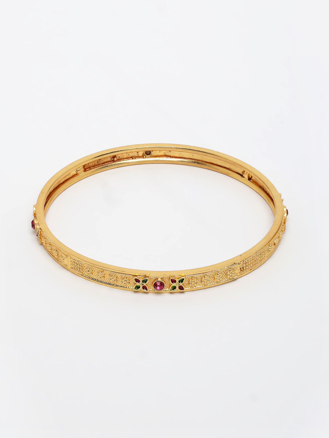 NVR Women's Set of 4 Gold-Polished Artificial Stones Traditional Bangles - Distacart